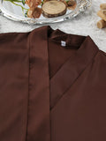 Satin Ruffle-Trim Lounge Nightgown Robe