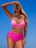 Scalloped Trim High-Waisted Swim Set