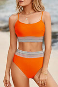 Scoop Neck Spaghetti Strap Bikini Orange / S