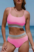 Scoop Neck Spaghetti Strap Bikini Pink / S