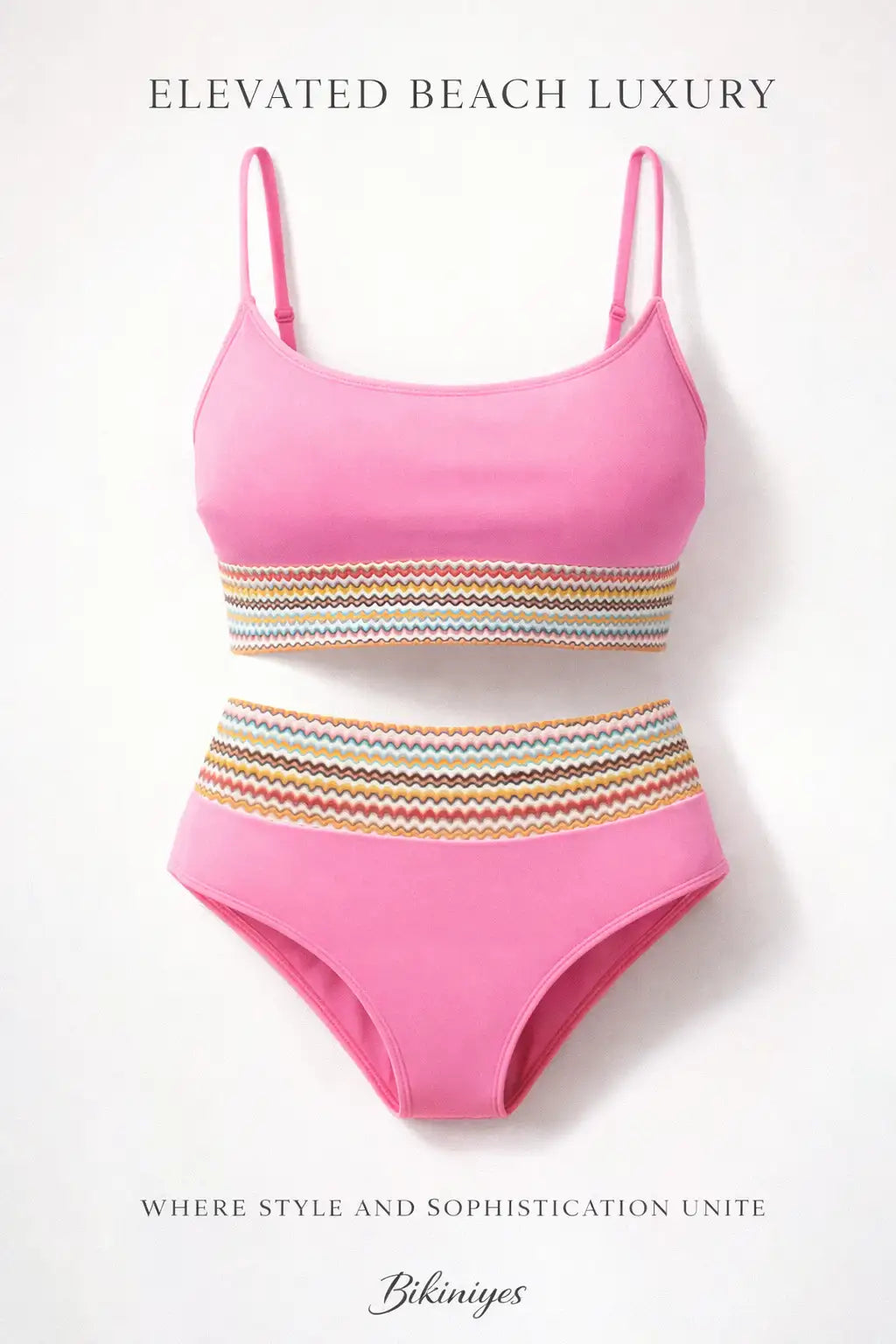 Scoop Neck Spaghetti Strap Bikini Pink / S