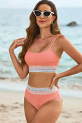Scoop Neck Spaghetti Strap Bikini Watermelon pink / S