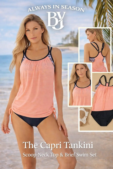 Scoop Neck Top and Brief Swim Set