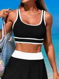 Scoop Neck Top and Skirt Swim Set