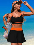 Scoop Neck Top and Skirt Swim Set