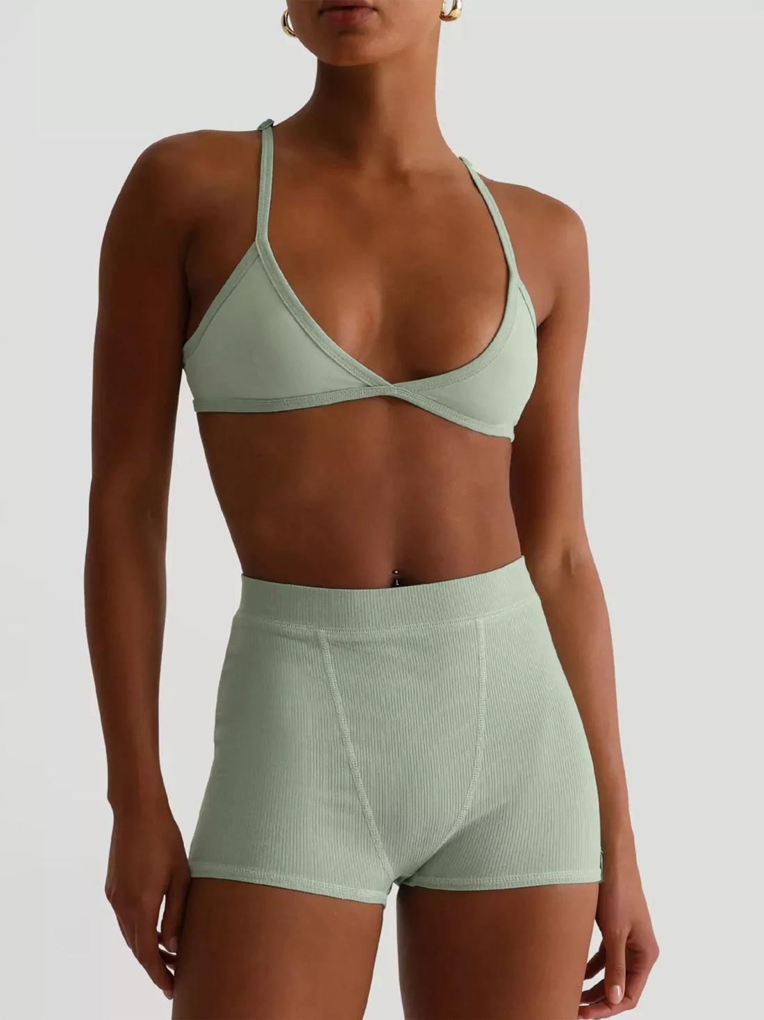 High Waist Shorts Set Sage / S