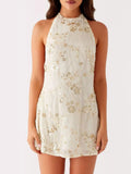 Sequin Beaded Halter Neck Dress