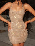 Sequin Halter Neck Bodycon Mini Dress