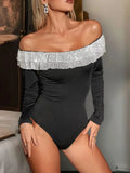 Sequin Off-Shoulder Bodysuit Black / S