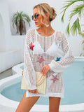 Sequin Star Long Sleeve Swim Cover-Up