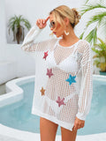 Sequin Star Long Sleeve Swim Cover-Up