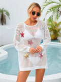 Sequin Star Long Sleeve Swim Cover-Up