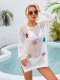Sequin Star Long Sleeve Swim Cover-Up