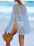 Sheer Knit Long Sleeve Cover-Up