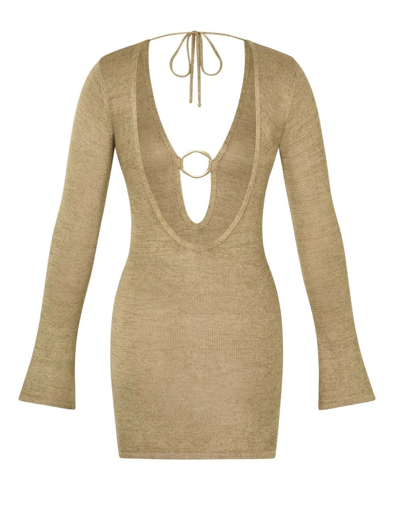 Sheer Knit Mini Cover Up Dress