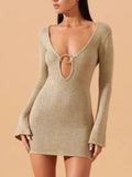 Sheer Knit Mini Cover Up Dress