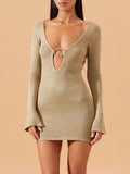 Sheer Knit Mini Cover Up Dress