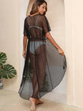 Lace Half Sleeve Sheer Swim Cover-Up
