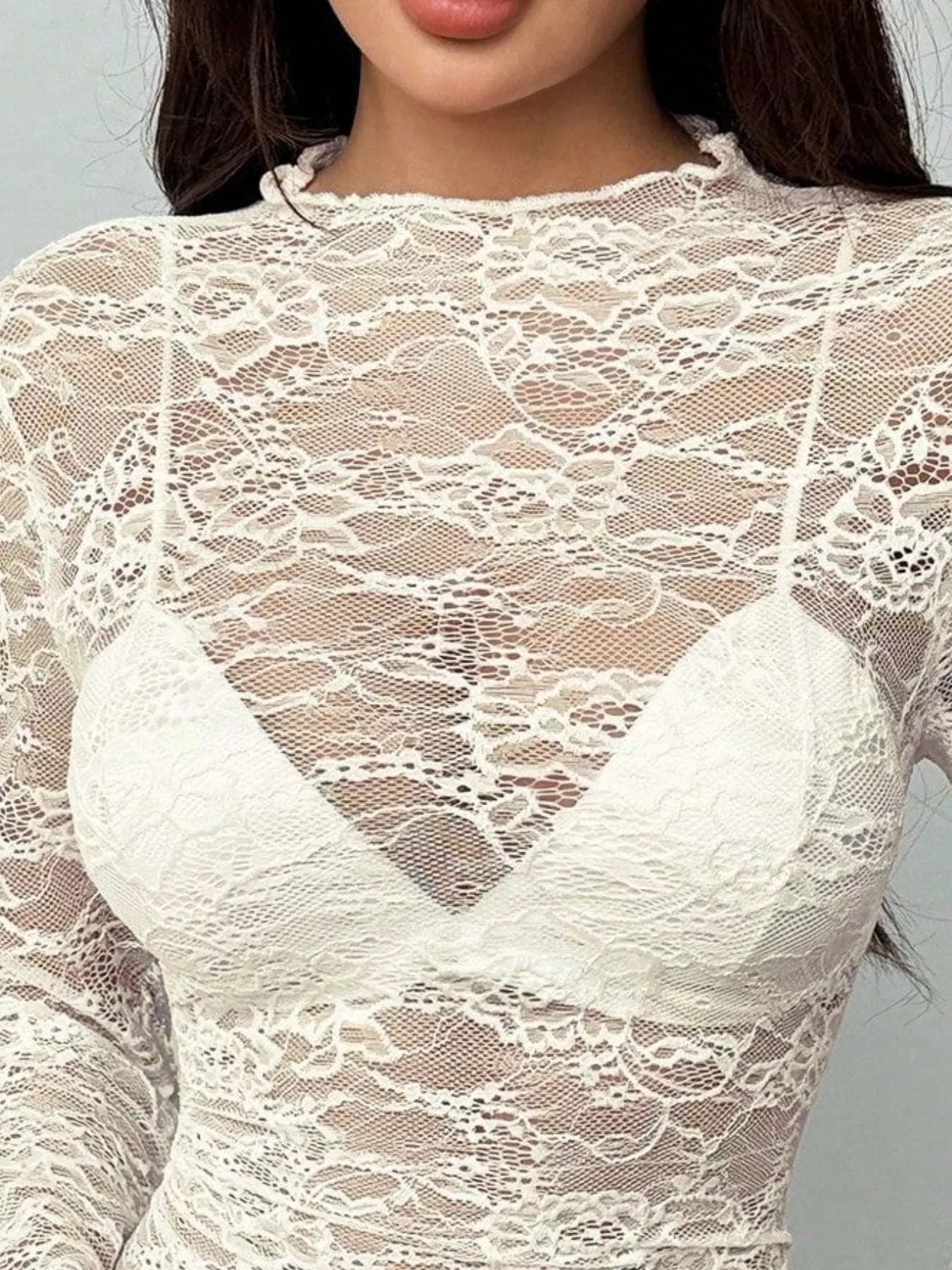 Sheer Lace Long Sleeve Top