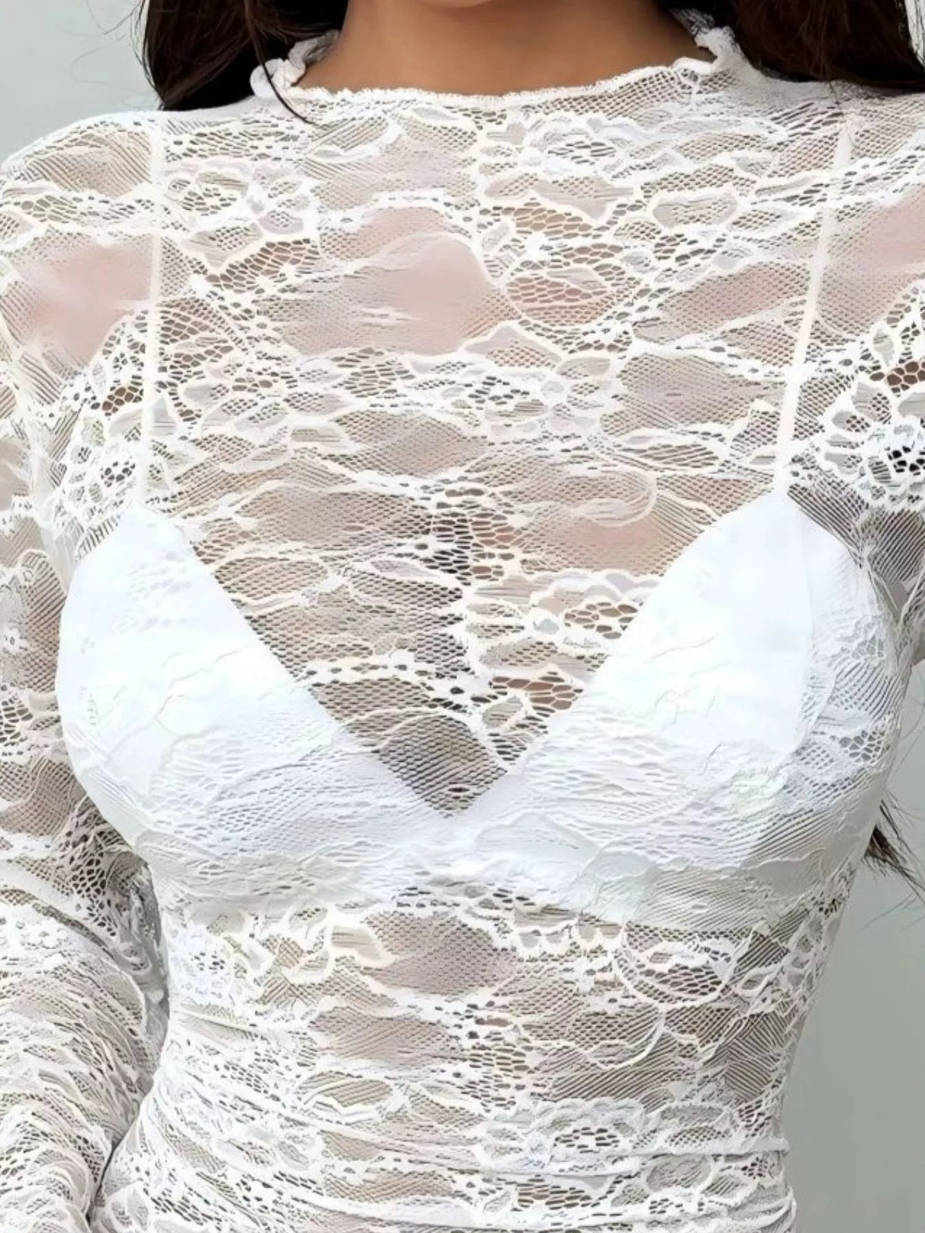 Sheer Lace Long Sleeve Top