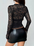Sheer Lace Long Sleeve Top