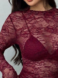 Sheer Lace Long Sleeve Top