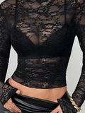 Sheer Lace Long Sleeve Top