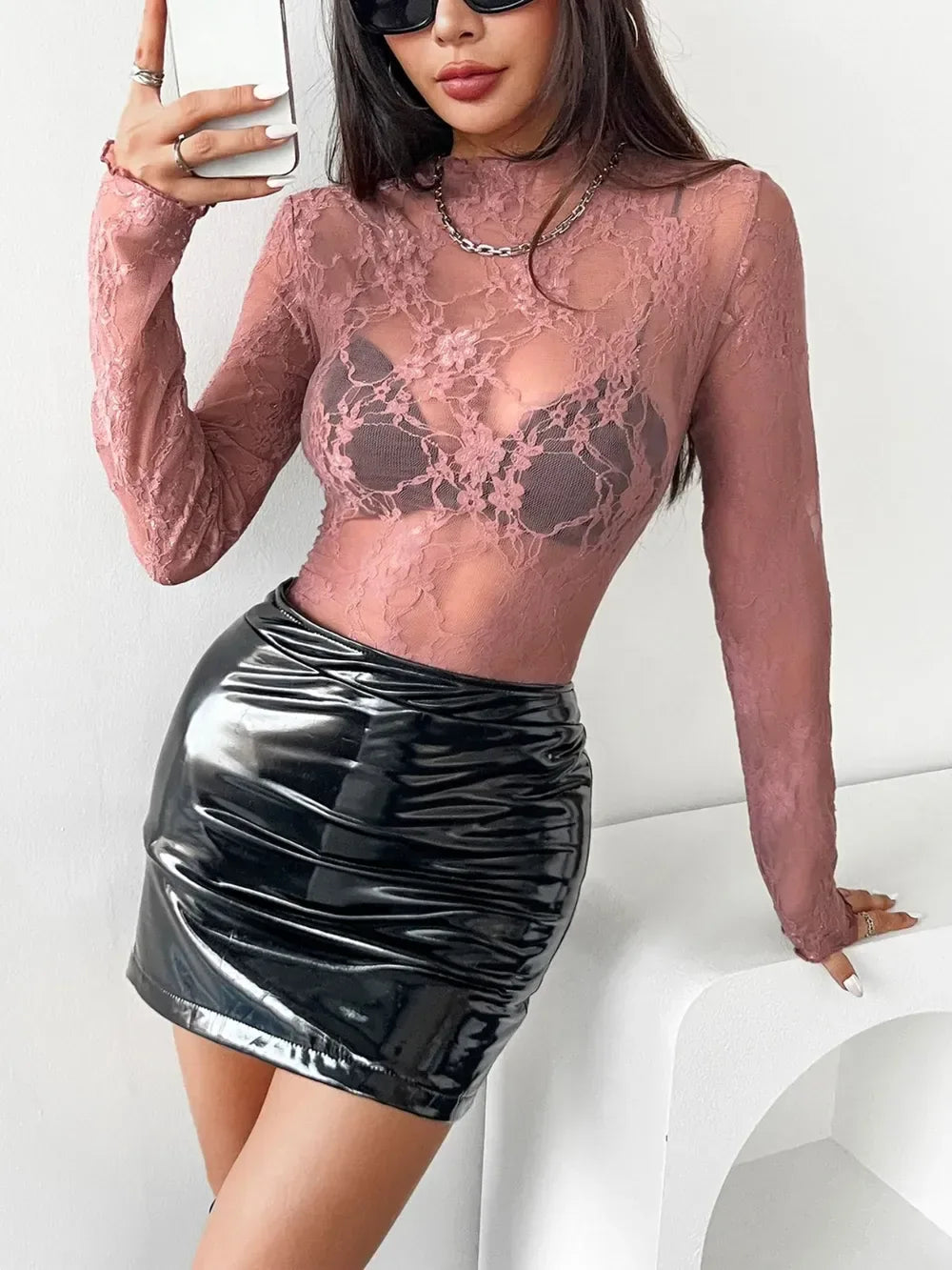 Sheer Lace Tops for Women