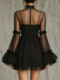Sheer Mesh Flare-Sleeve Mini Dress - product view 2