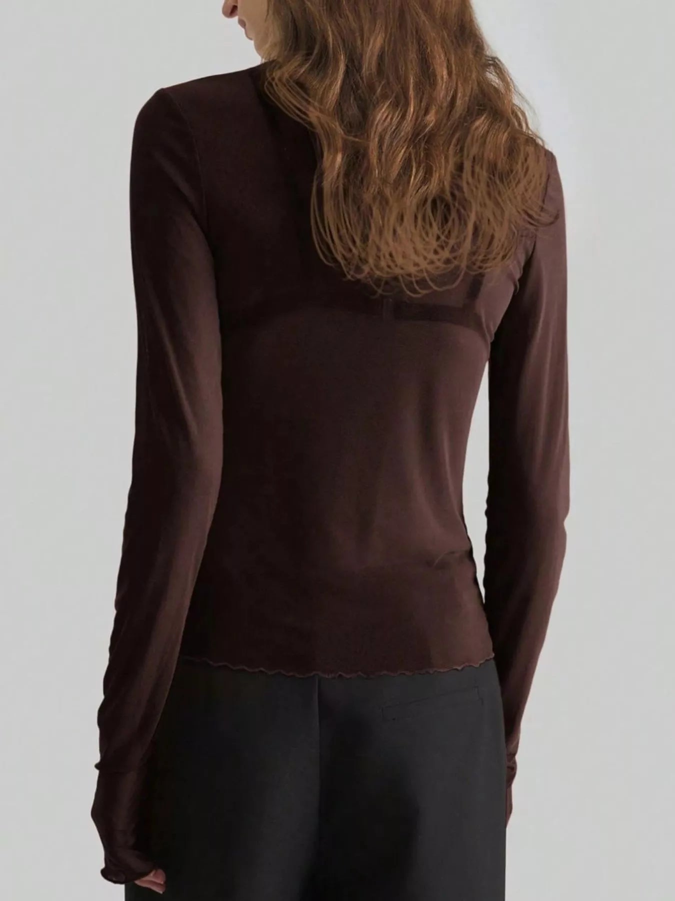 Sheer Mesh Turtleneck Top