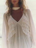 Sheer Ruffle Trim Beach Cover-Up
