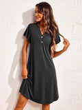Short Sleeve Lounge Dress Black / S