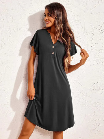 Short Sleeve Lounge Dress Black / S