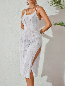 Robe Cache-maillot en Crochet Tricotée avec Fente Latérale