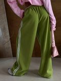 Side Stripes High-Waisted Wide-Leg Sweatpants