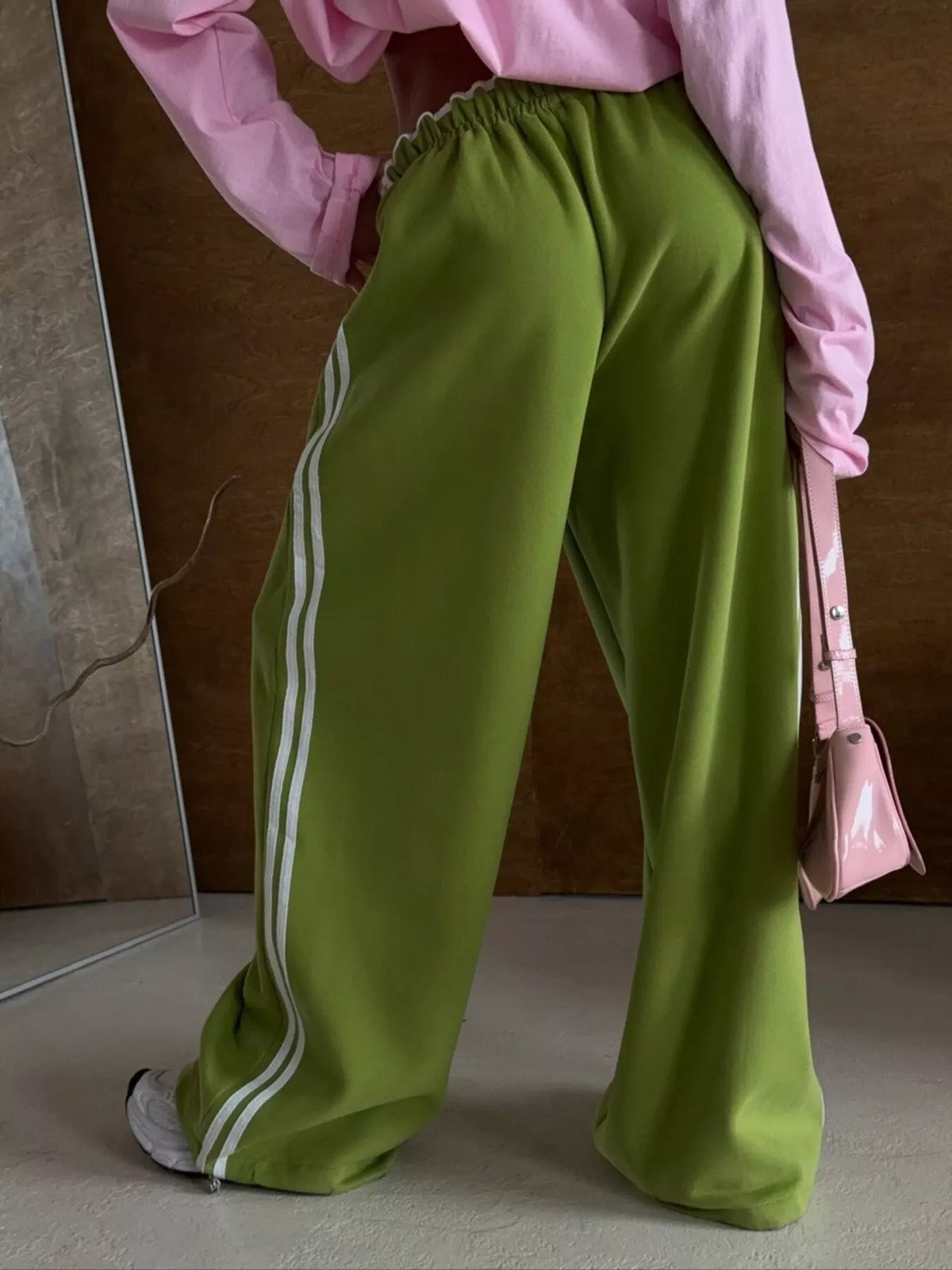Side Stripes High-Waisted Wide-Leg Sweatpants