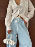 Side Stripes High-Waisted Wide-Leg Sweatpants
