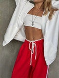 Side Stripes High-Waisted Wide-Leg Sweatpants