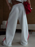 Side Stripes High-Waisted Wide-Leg Sweatpants