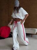 Side Stripes High-Waisted Wide-Leg Sweatpants