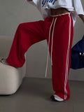 Side Stripes High-Waisted Wide-Leg Sweatpants