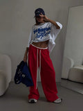 Side Stripes High-Waisted Wide-Leg Sweatpants