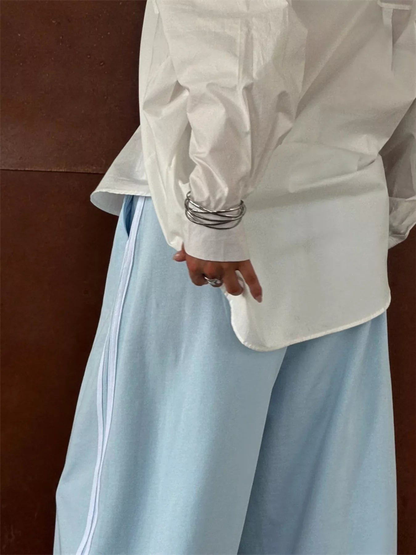 Side Stripes High-Waisted Wide-Leg Sweatpants