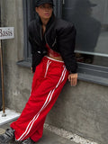 Side Stripes High-Waisted Wide-Leg Sweatpants