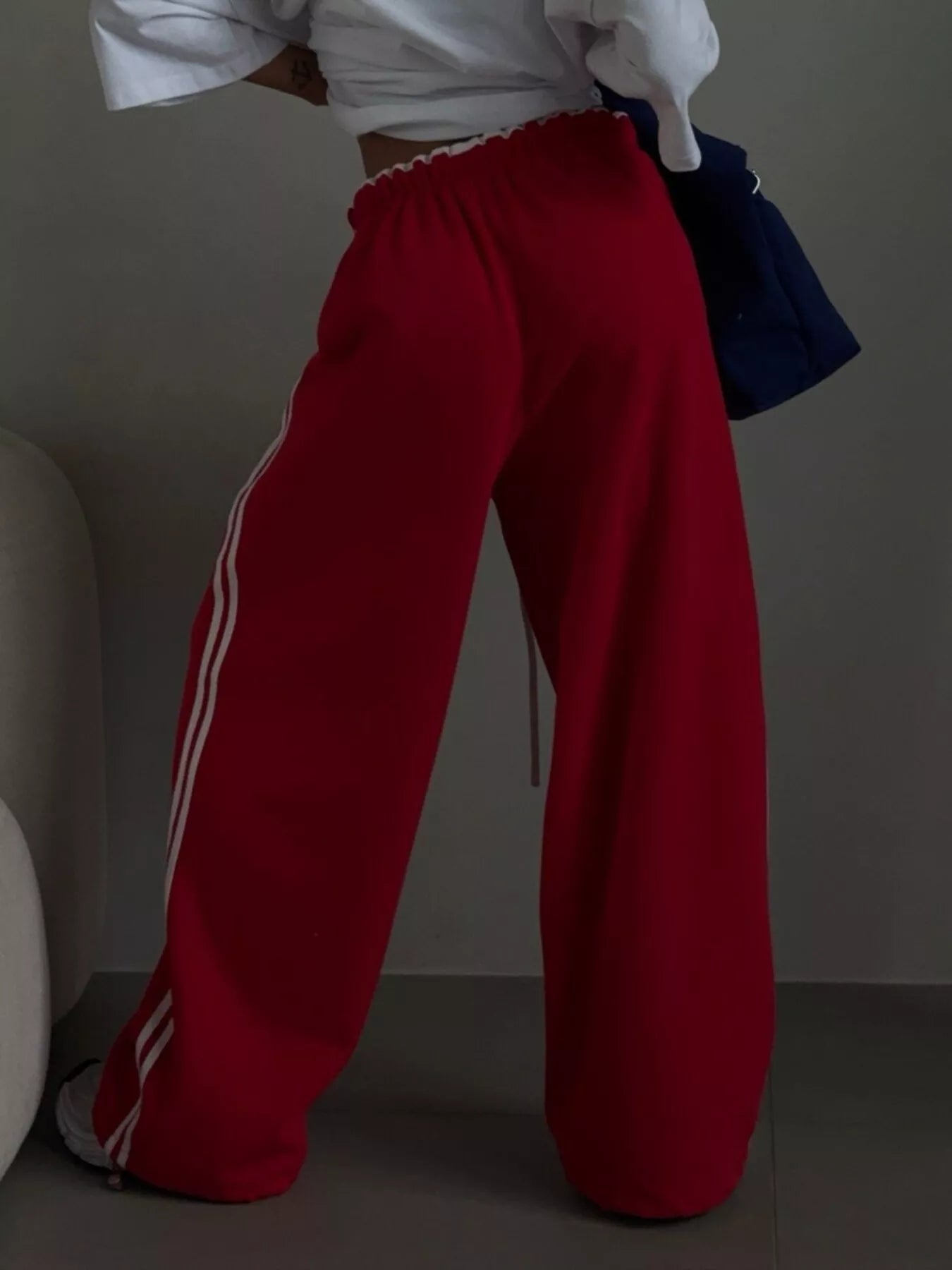 Side Stripes High-Waisted Wide-Leg Sweatpants