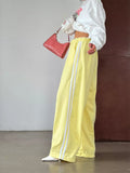 Side Stripes High-Waisted Wide-Leg Sweatpants Yellow / S