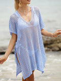 Side Tied V-Neck Cover-Up Light Blue / One Size