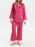 Silky Button Up Top and Pants Lounge Set