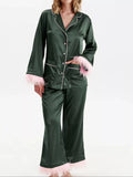 Silky Button Up Top and Pants Lounge Set
