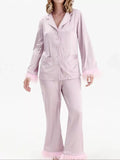 Silky Button Up Top and Pants Lounge Set